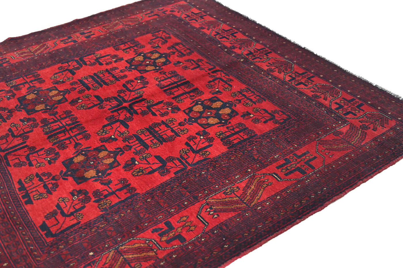 Khal Mohammadi Afghan Rug – Scarlet Triptych