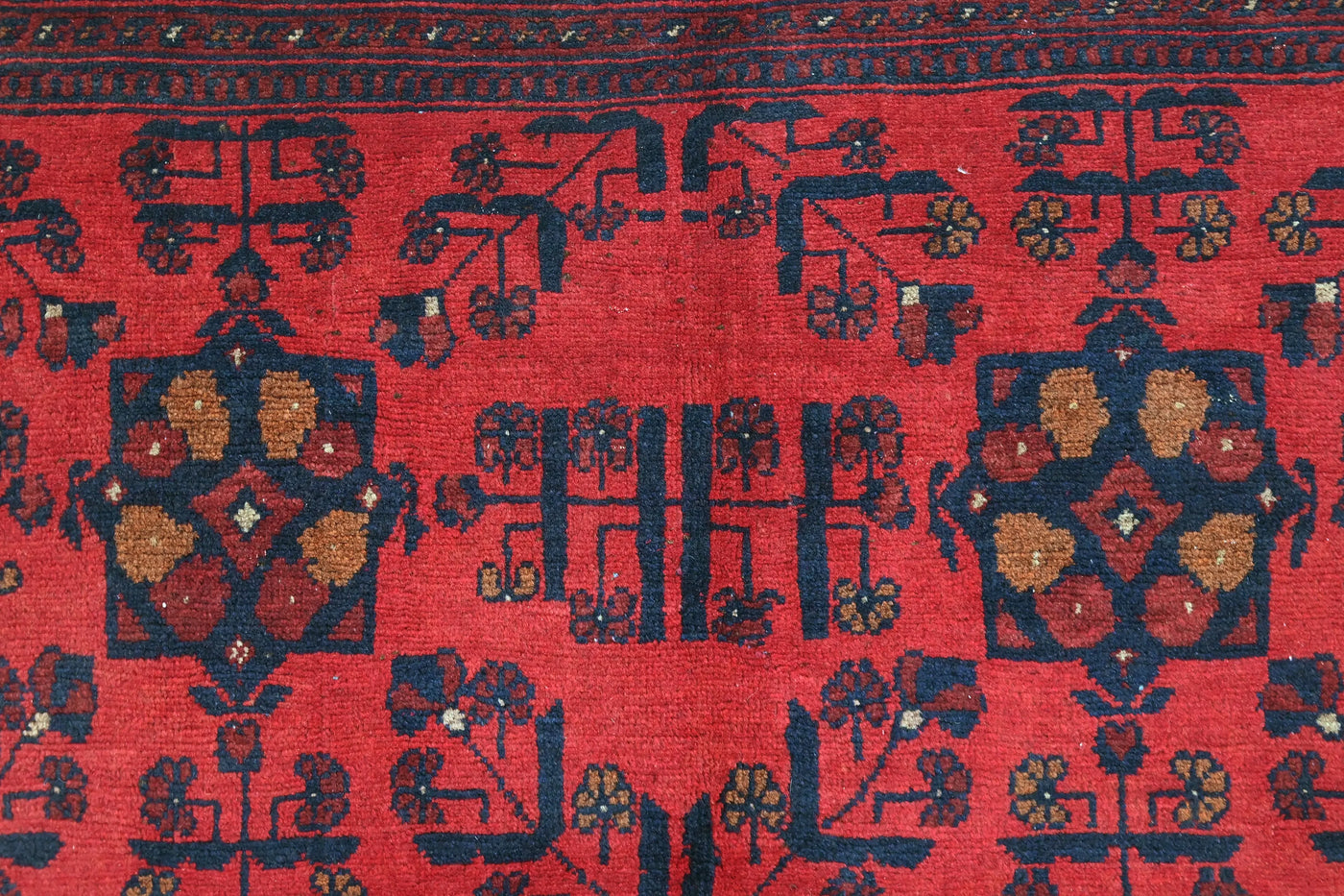 Khal Mohammadi Afghan Rug – Scarlet Triptych