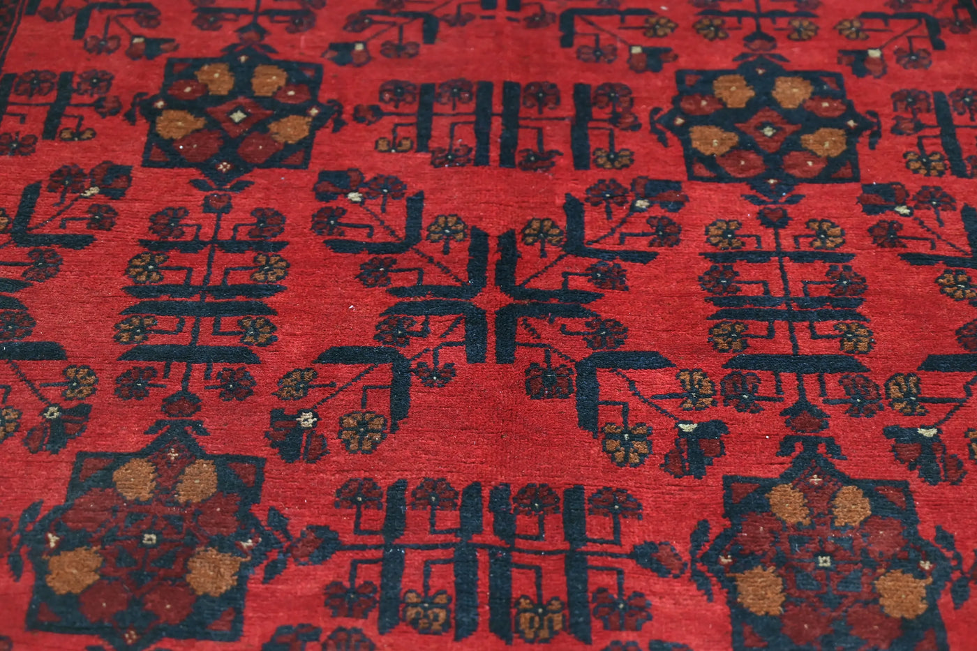 Khal Mohammadi Afghan Rug – Scarlet Triptych