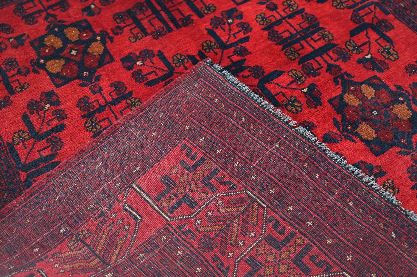 Khal Mohammadi Afghan Rug – Scarlet Triptych