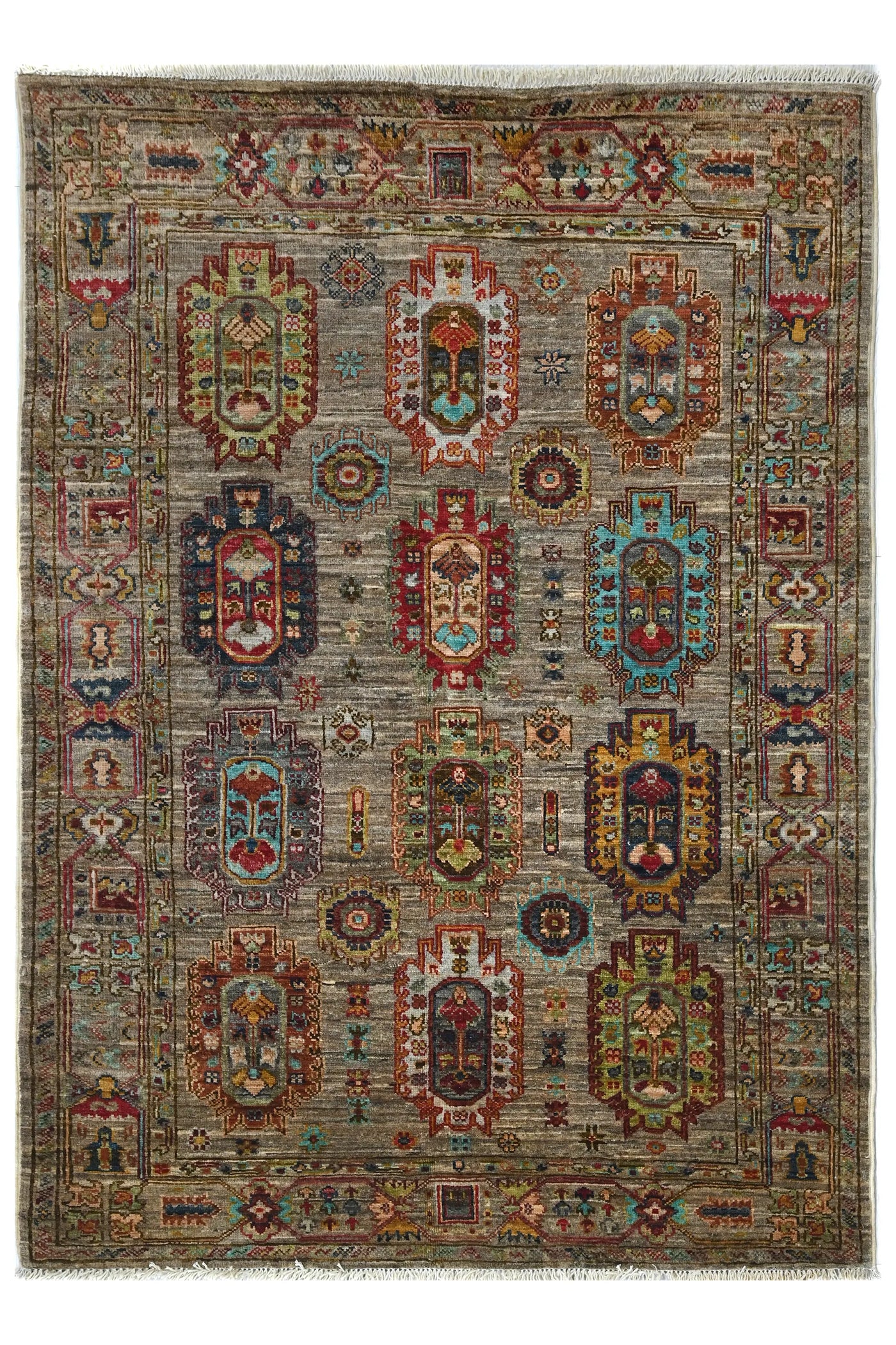 Khorjin Afghan Rug – Alabaster Mosaic