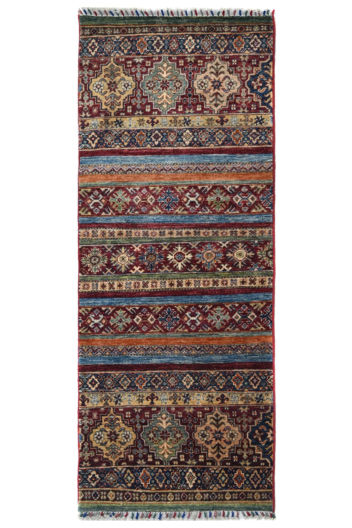 Khorjin Afghan Runner Rug – Indigo Grid