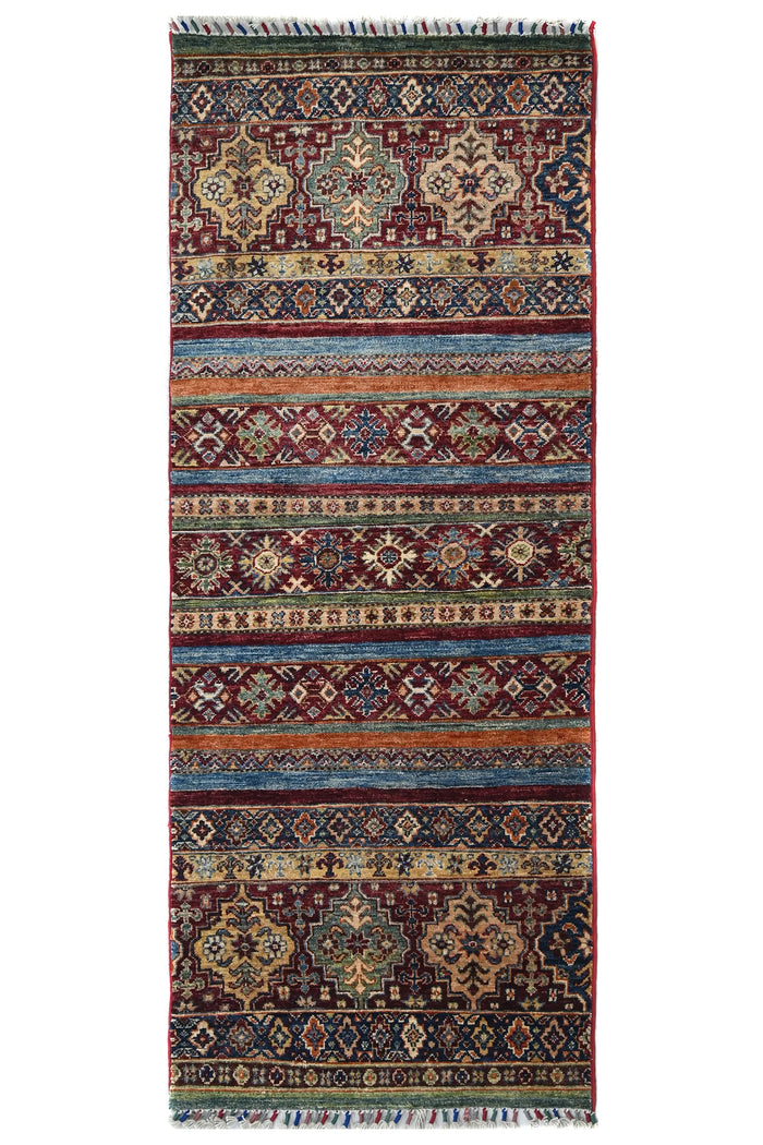 Khorjin Afghan Runner Rug – Indigo Grid