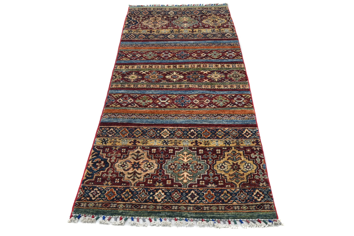 Khorjin Afghan Runner Rug – Indigo Grid