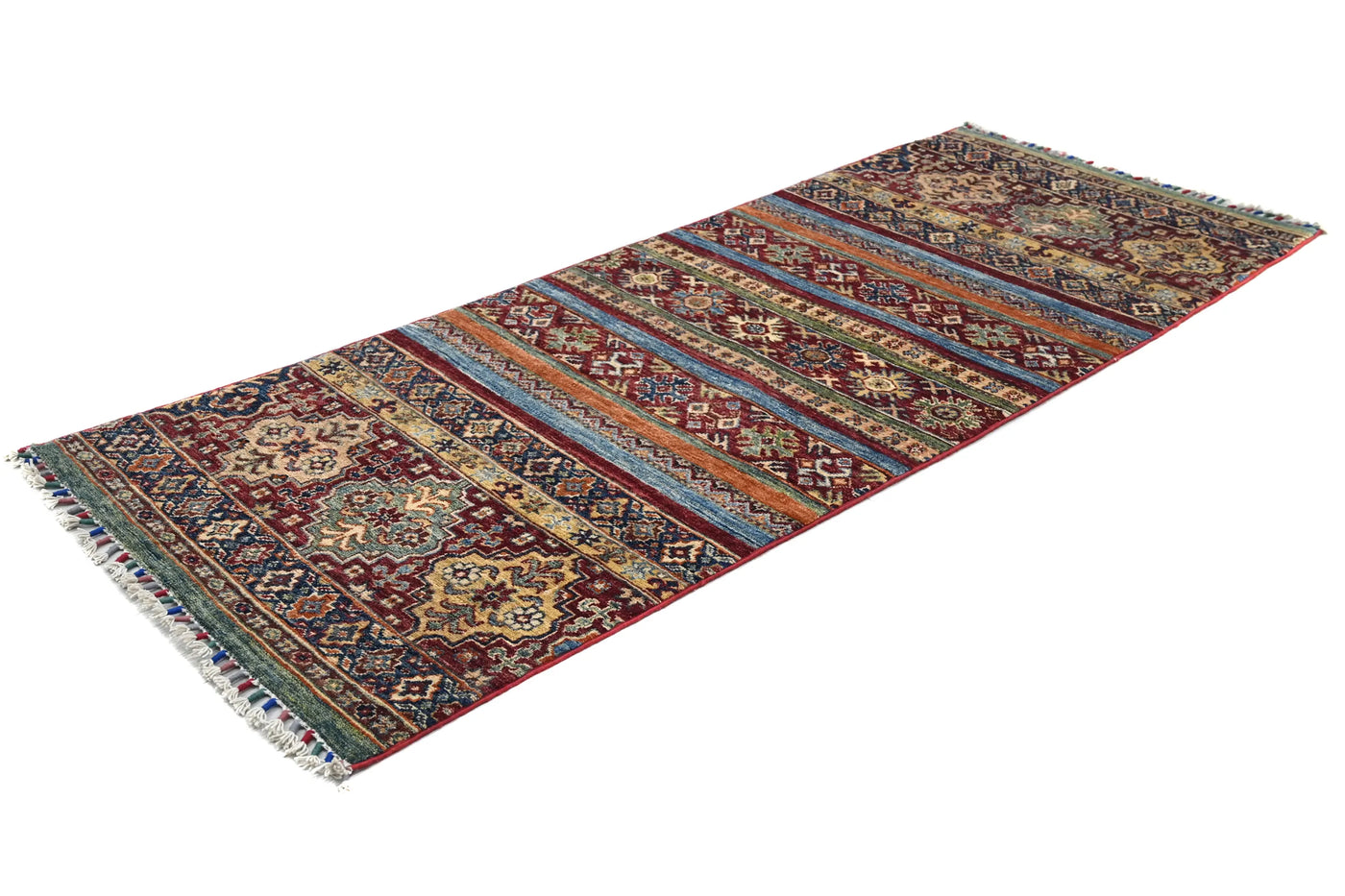 Khorjin Afghan Runner Rug – Indigo Grid