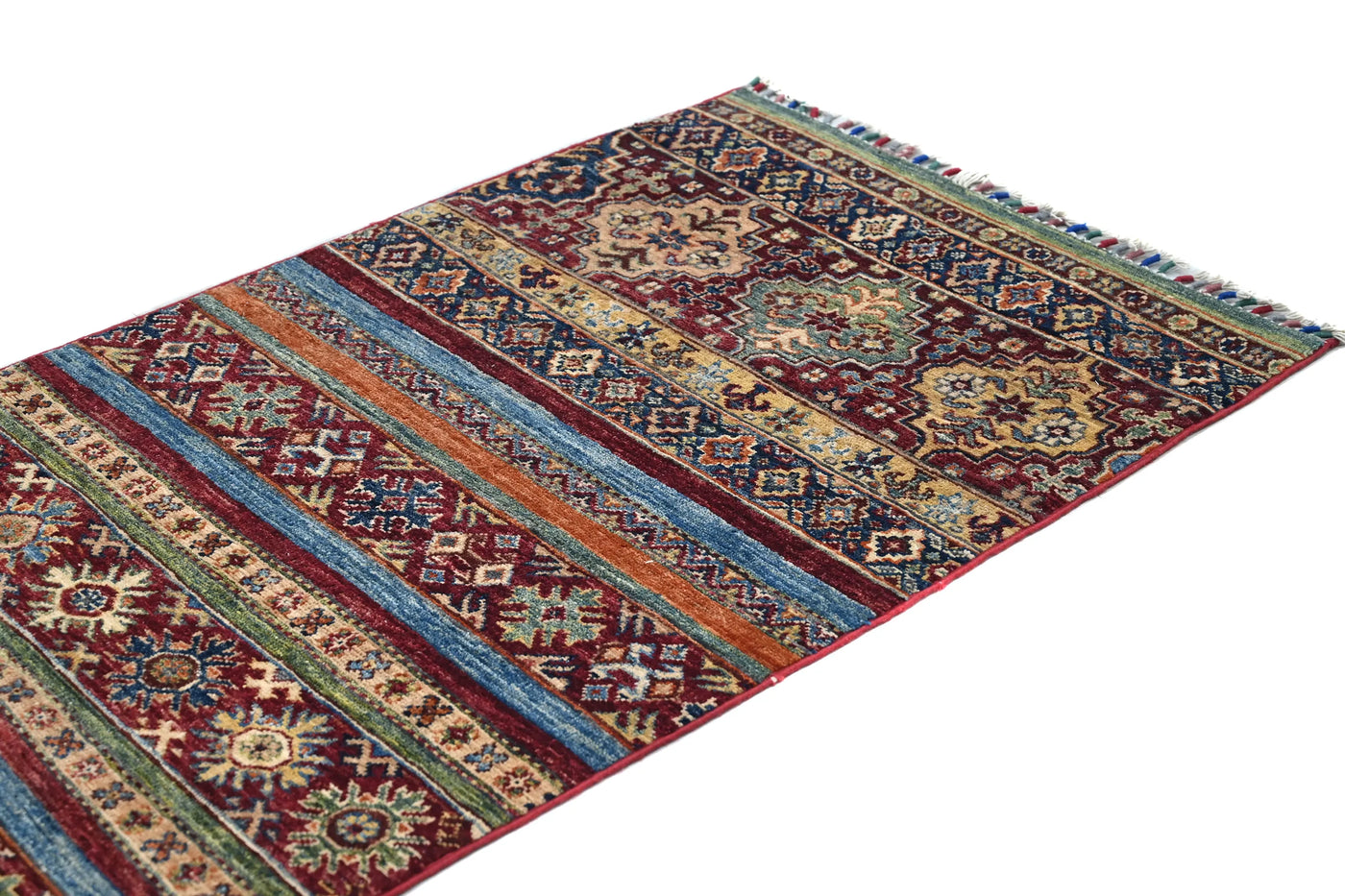 Khorjin Afghan Runner Rug – Indigo Grid