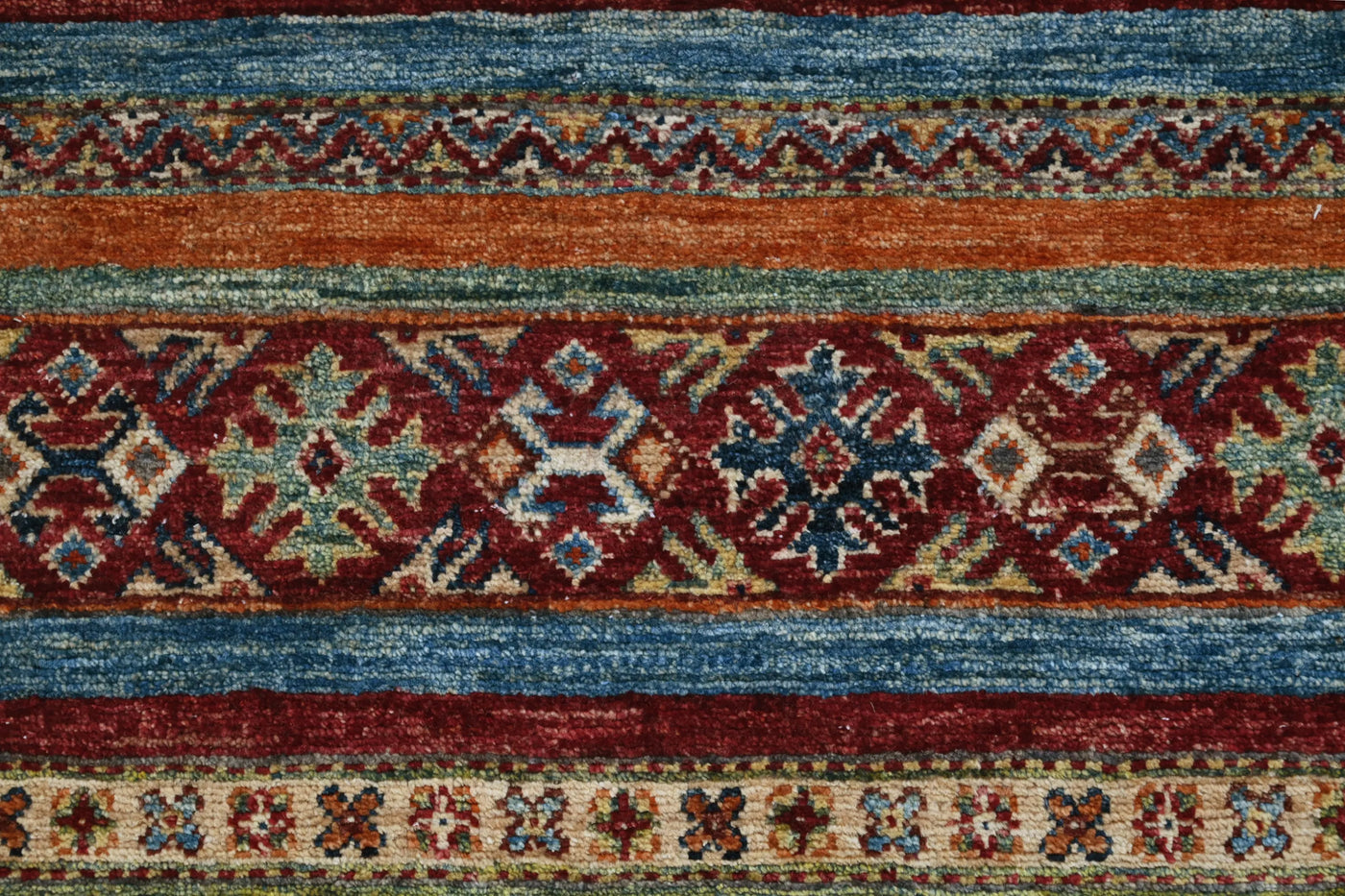Khorjin Afghan Runner Rug – Indigo Grid