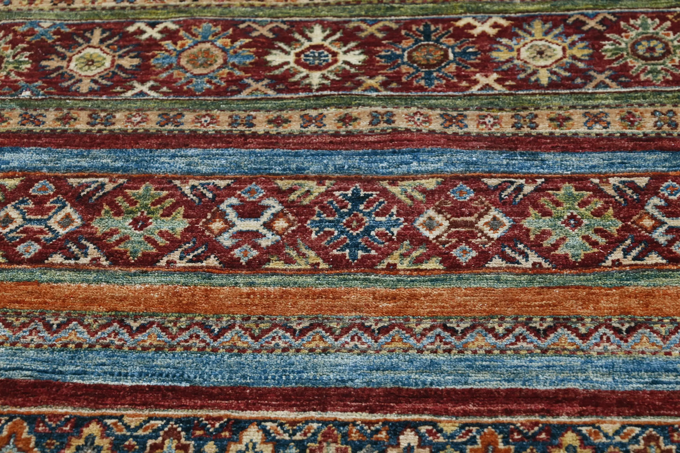 Khorjin Afghan Runner Rug – Indigo Grid