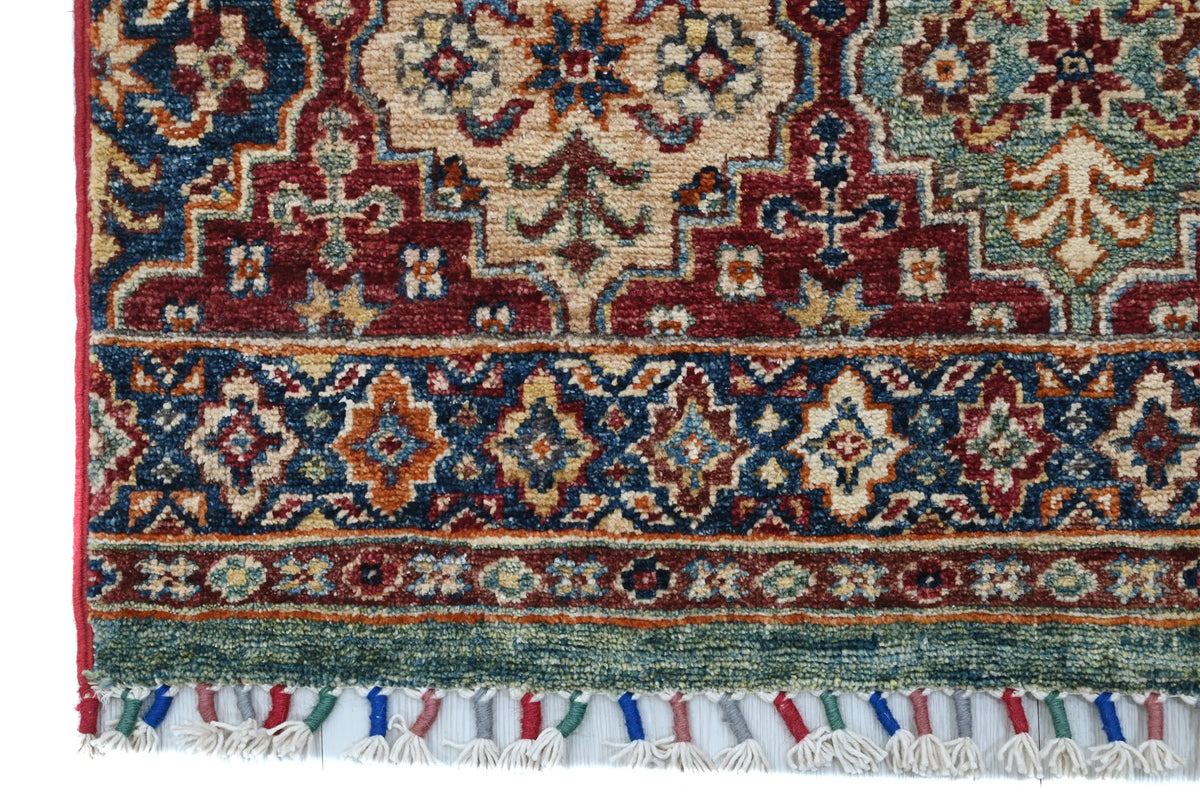 Khorjin Afghan Runner Rug – Indigo Grid