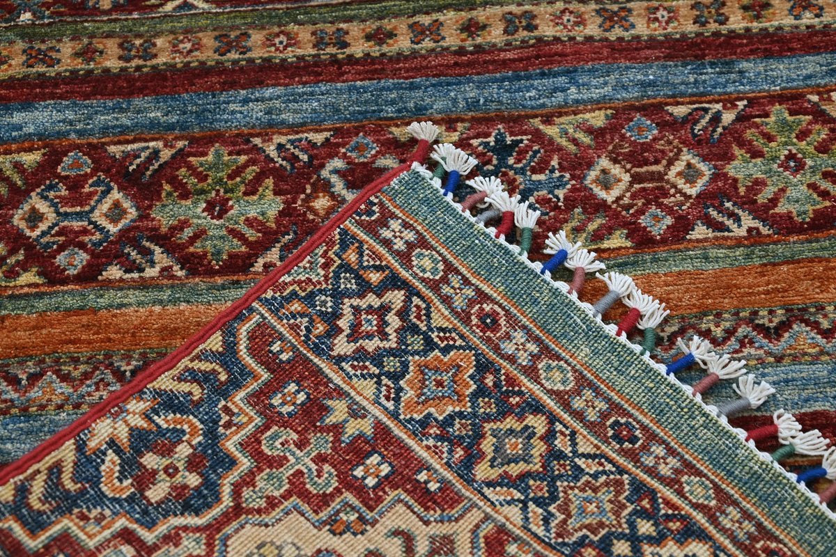 Khorjin Afghan Runner Rug – Indigo Grid