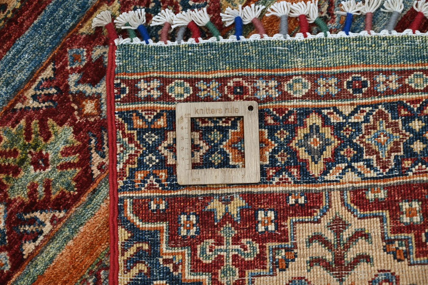 Khorjin Afghan Runner Rug – Indigo Grid