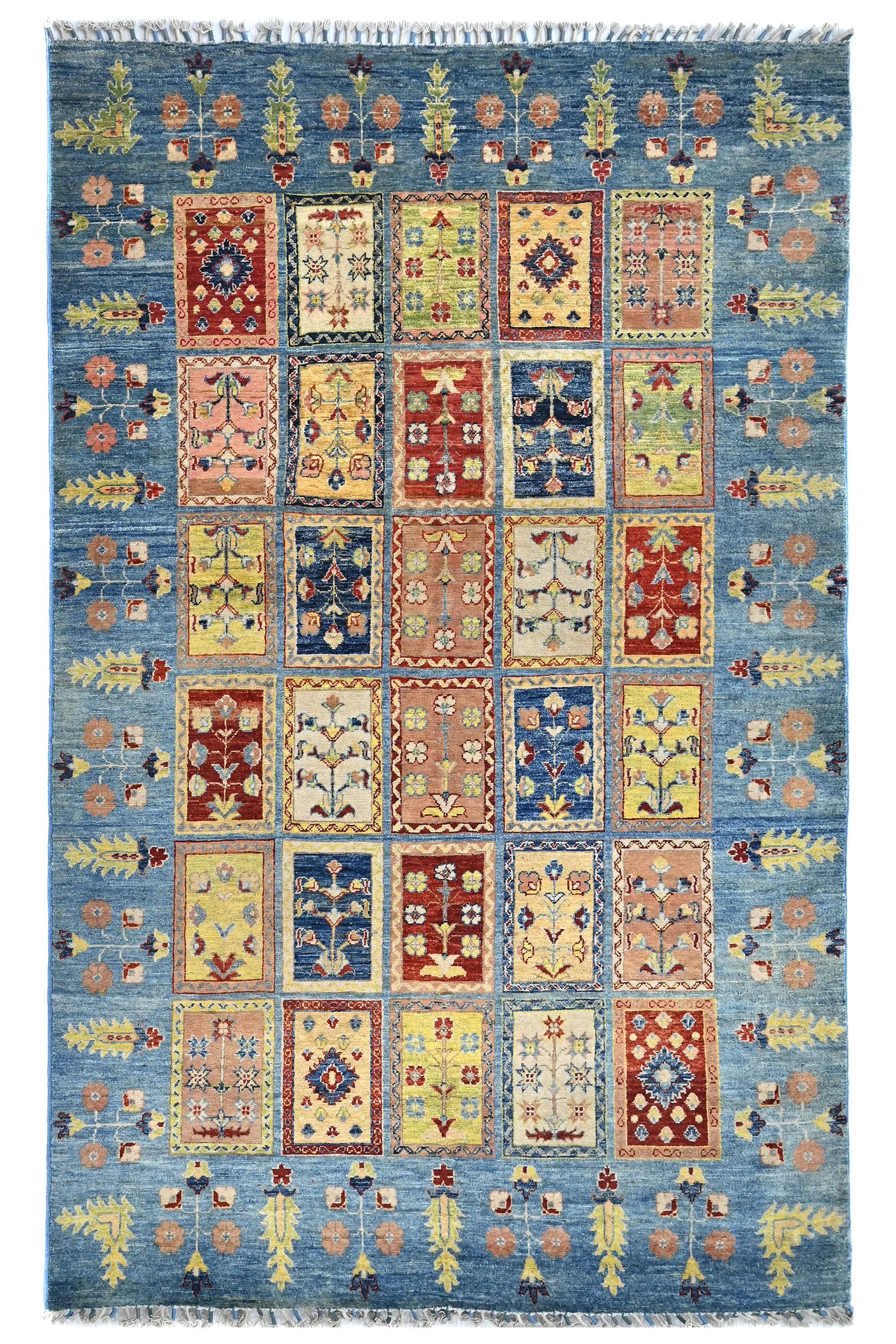 Khorjin Afghan Rug – Cerulean Mosaic