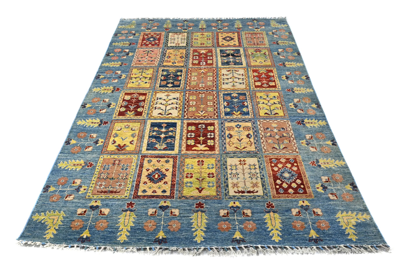 Khorjin Afghan Rug – Cerulean Mosaic
