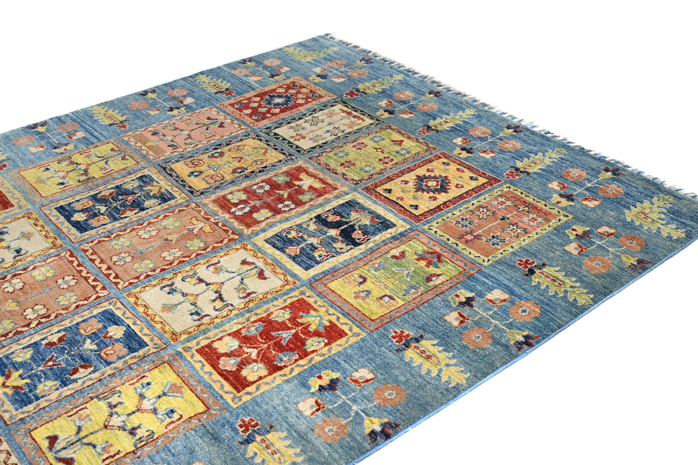 Khorjin Afghan Rug – Cerulean Mosaic