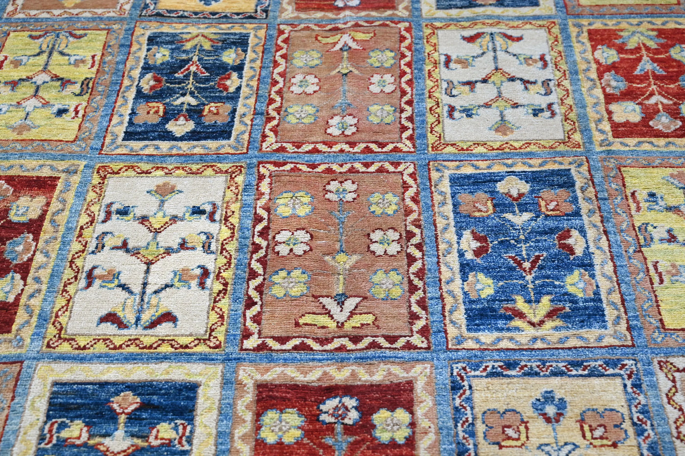 Khorjin Afghan Rug – Cerulean Mosaic