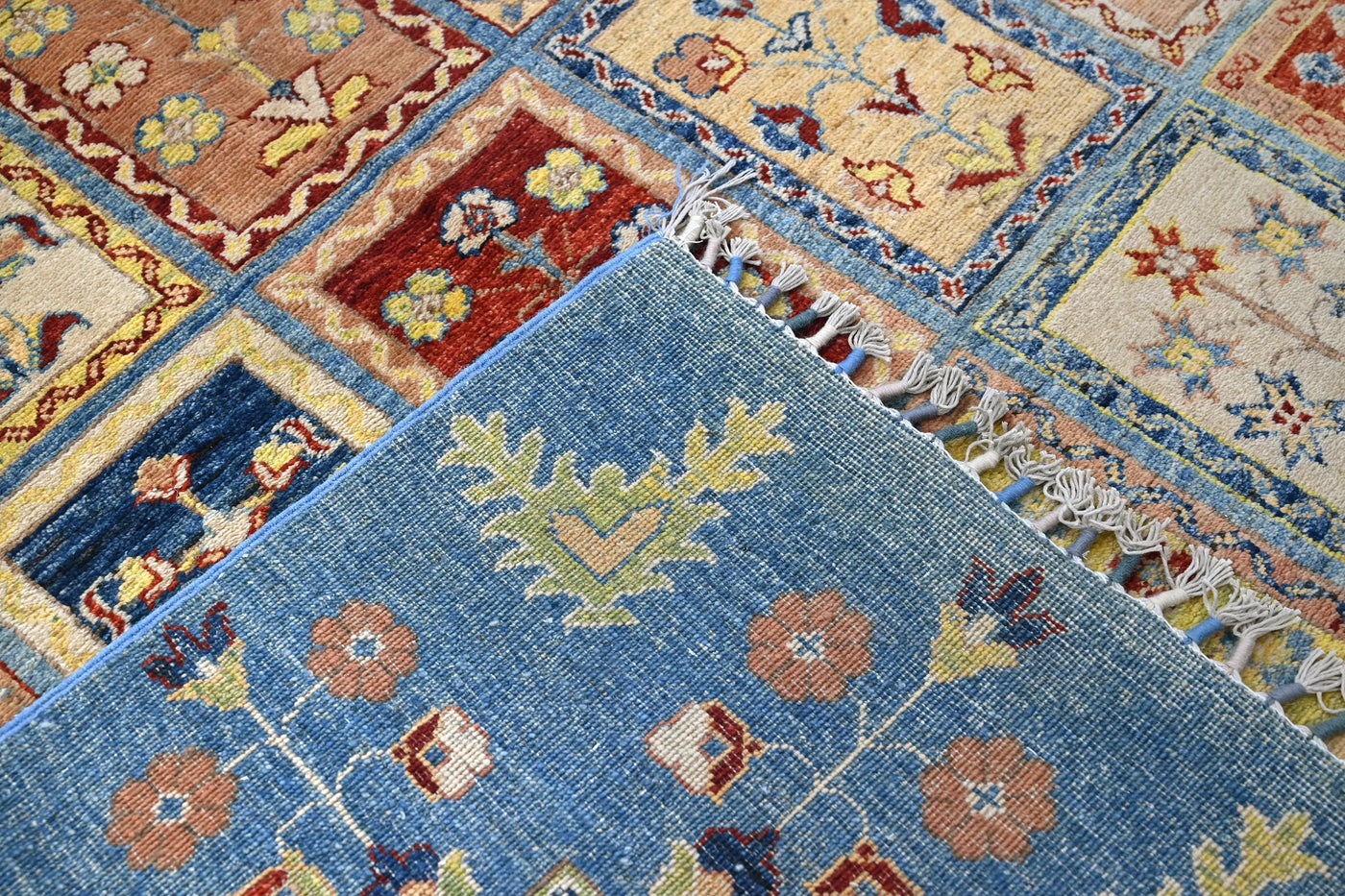 Khorjin Afghan Rug – Cerulean Mosaic