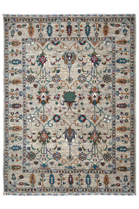 Khorjin Afghan Rug – Pewter Palmettes