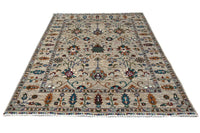 Khorjin Afghan Rug – Pewter Palmettes