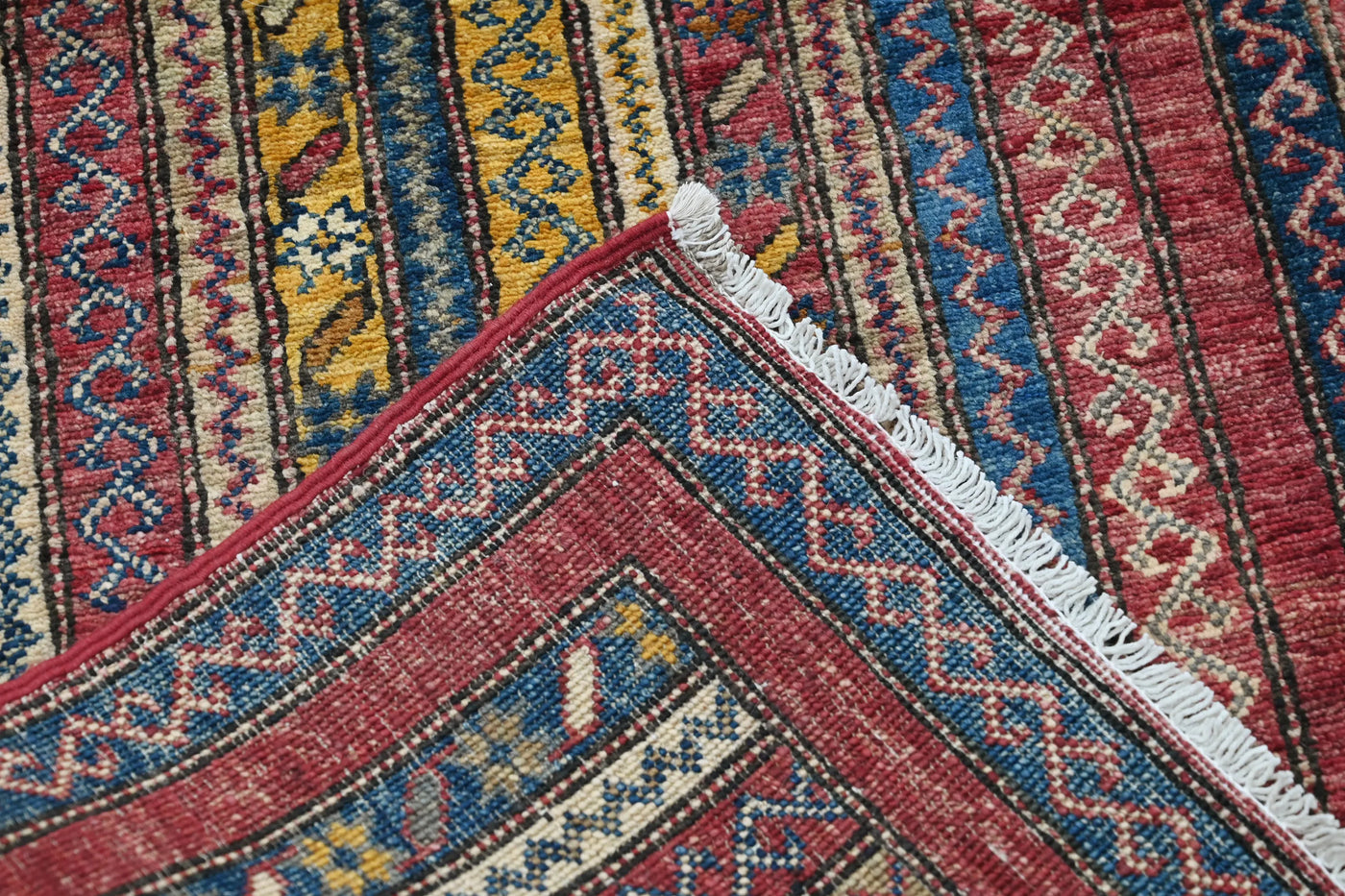 Khorjin Afghan Rug – Cerulean Patchwork