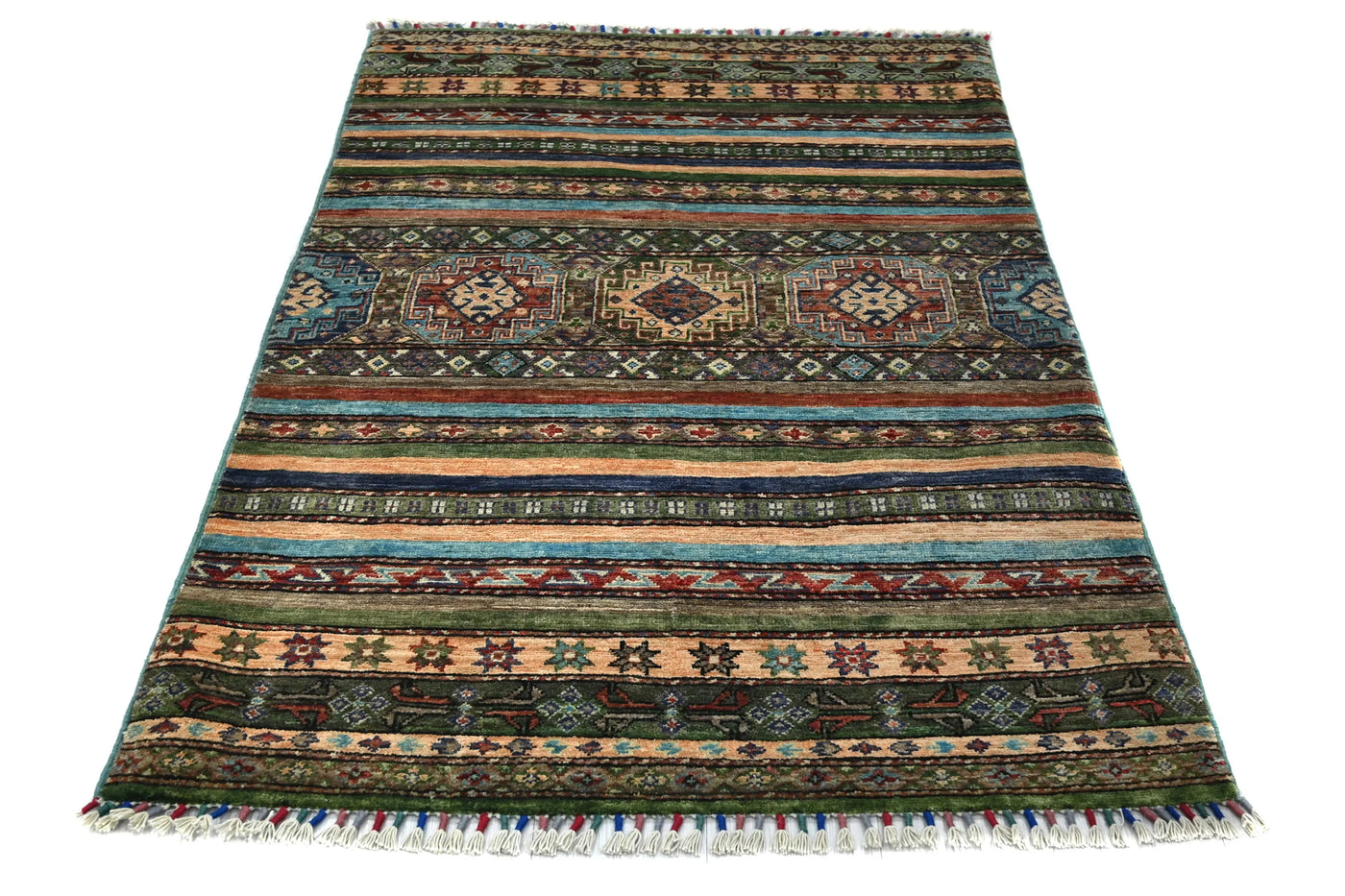Khorjin Afghan Rug – Ivory Rhythm