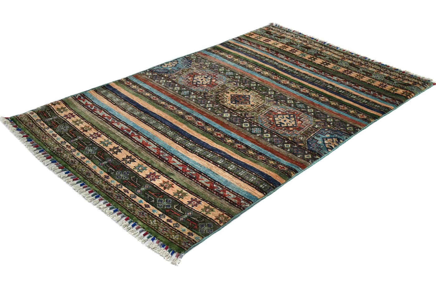 Khorjin Afghan Rug – Ivory Rhythm