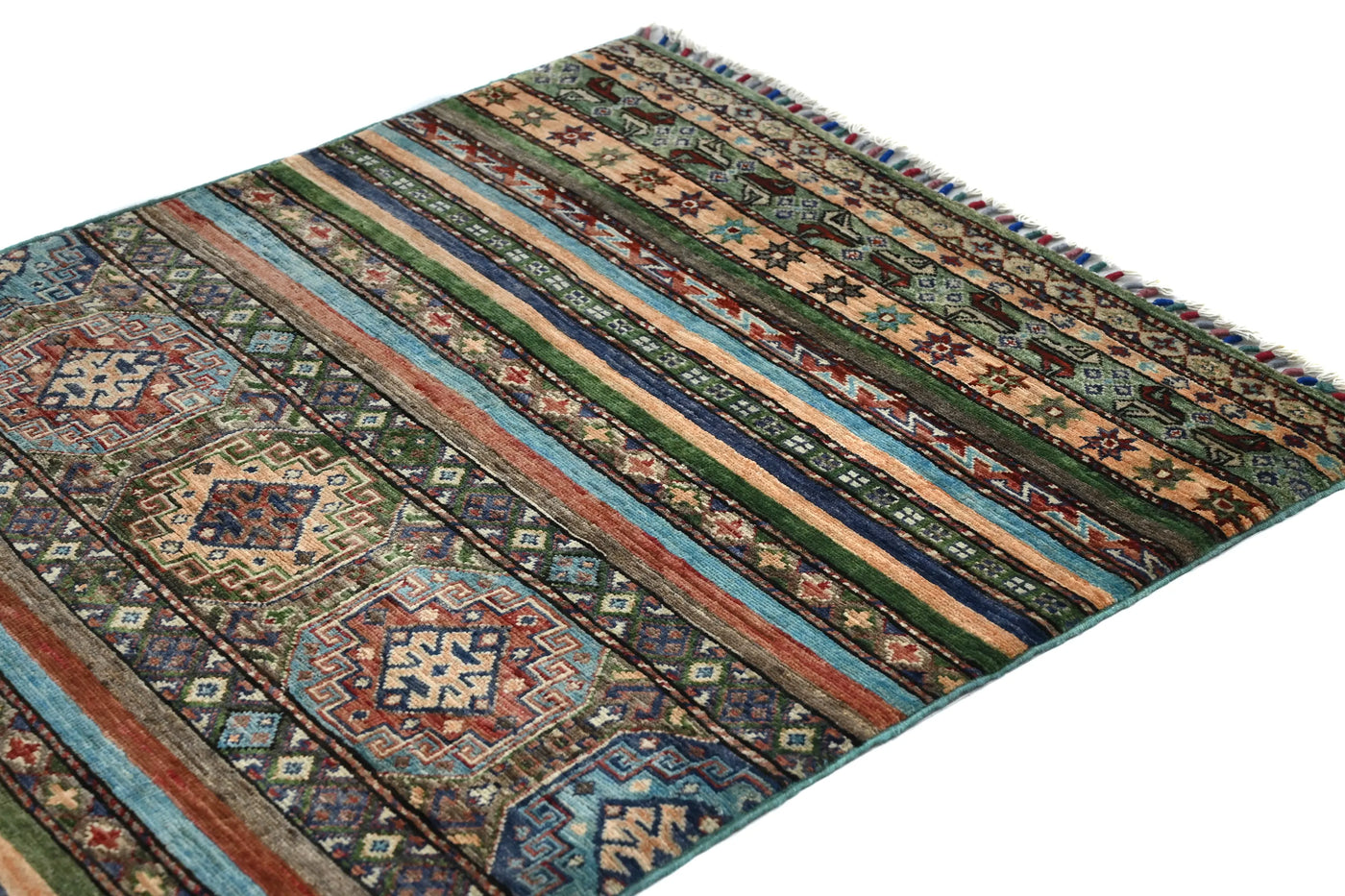 Khorjin Afghan Rug – Ivory Rhythm