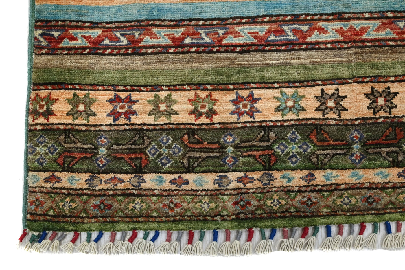 Khorjin Afghan Rug – Ivory Rhythm