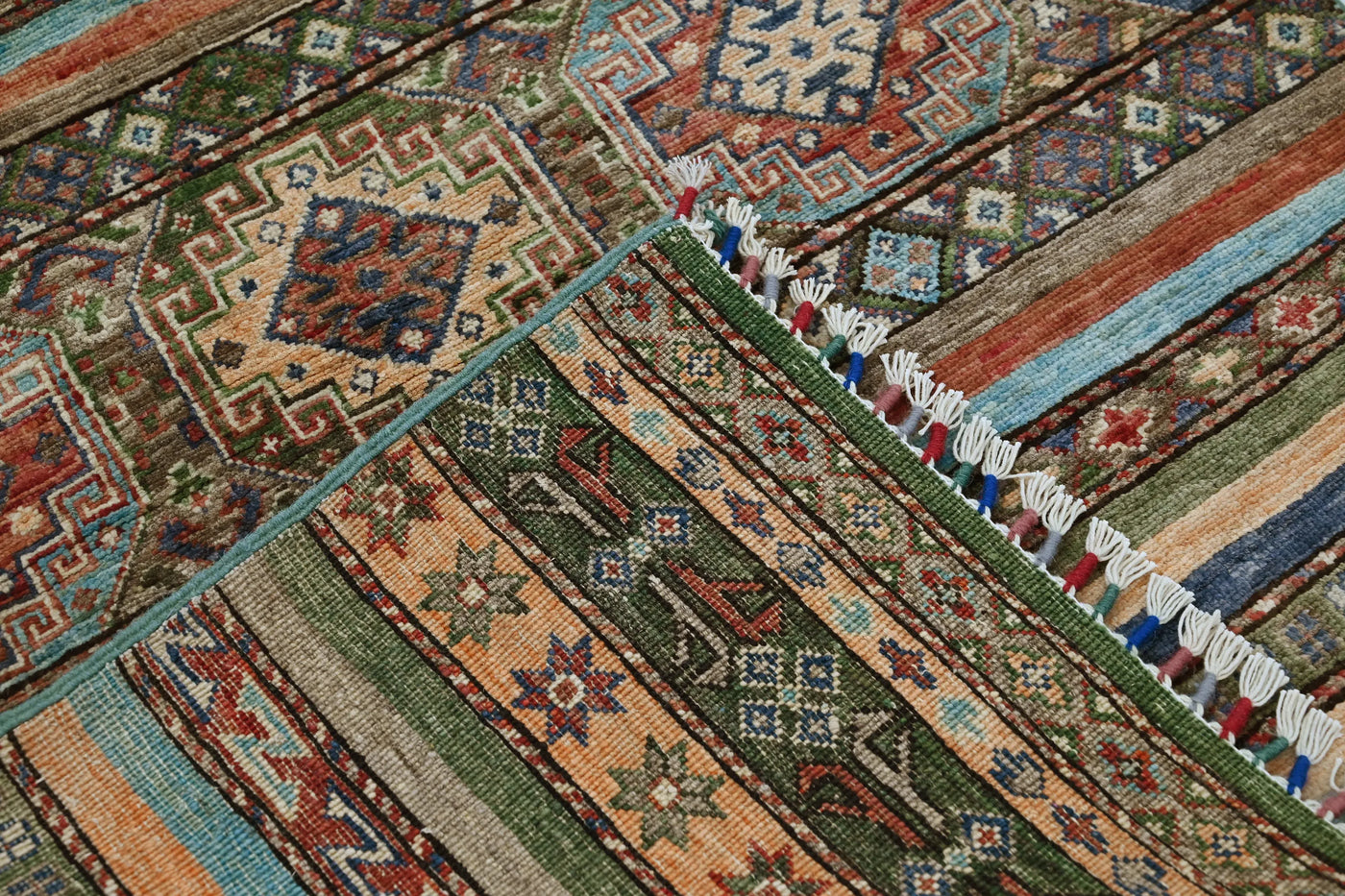 Khorjin Afghan Rug – Ivory Rhythm
