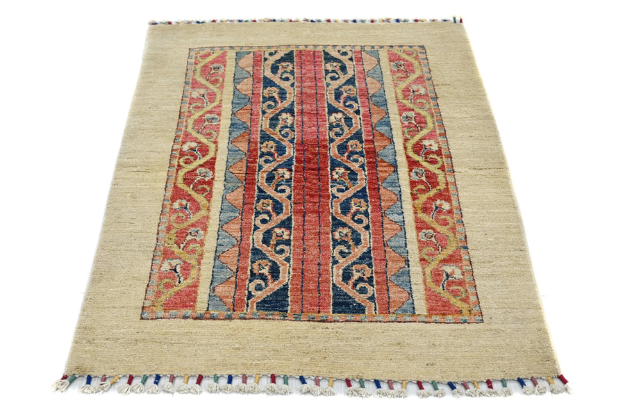 Khorjin Afghan Rug – Coral Columns