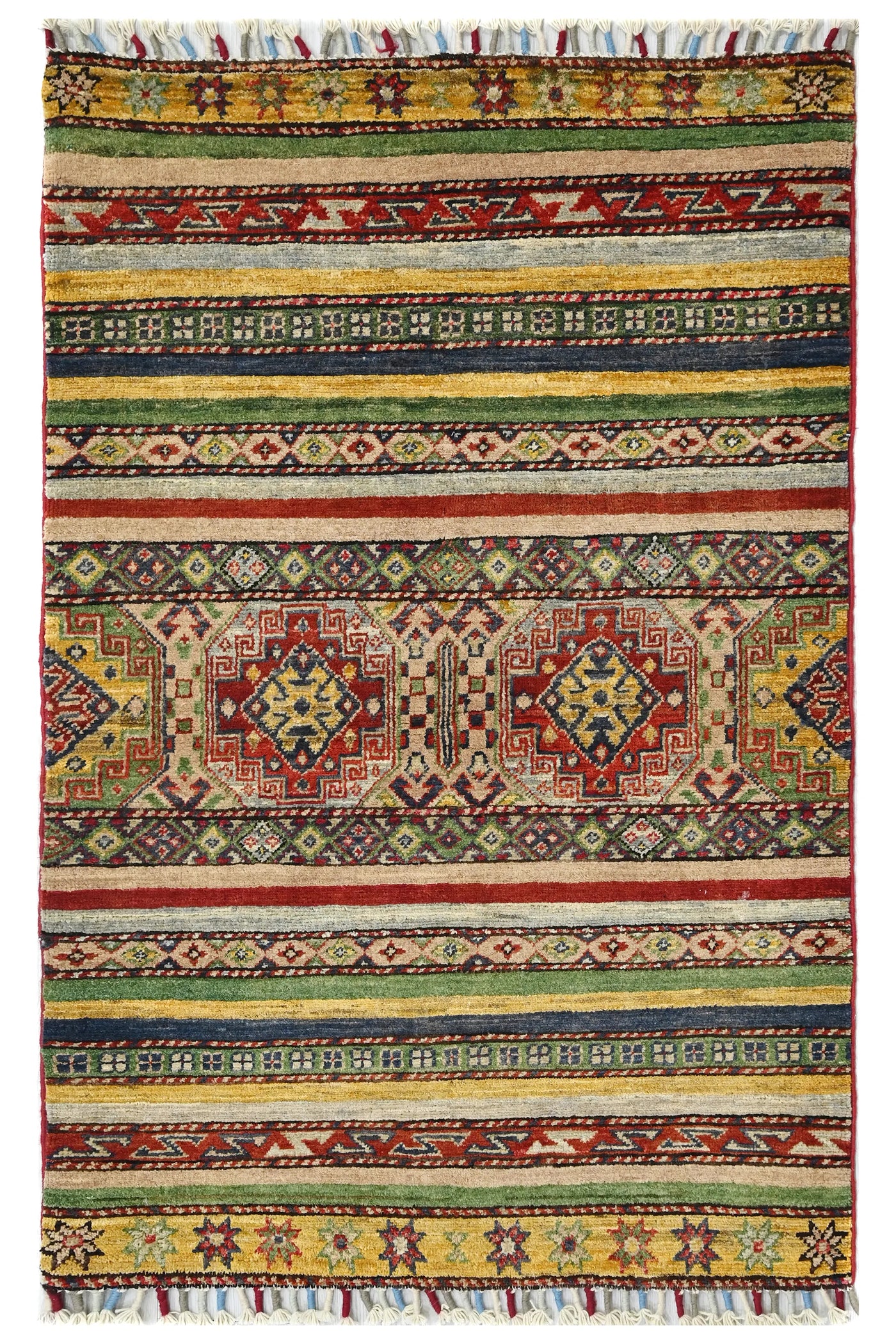 Khorjin Afghan Rug – Rosewood Grid