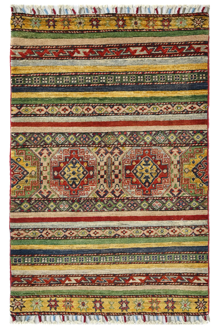 Khorjin Afghan Rug – Rosewood Grid