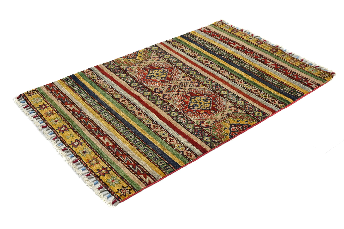Khorjin Afghan Rug – Rosewood Grid
