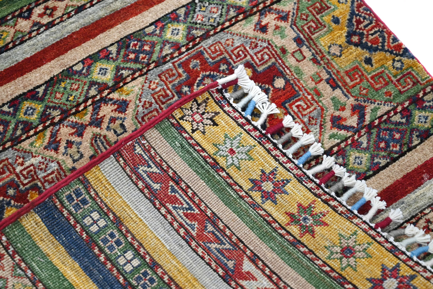 Khorjin Afghan Rug – Rosewood Grid