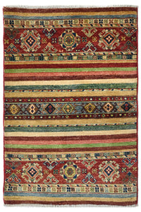 Khorjin Afghan Rug – Crimson Crests