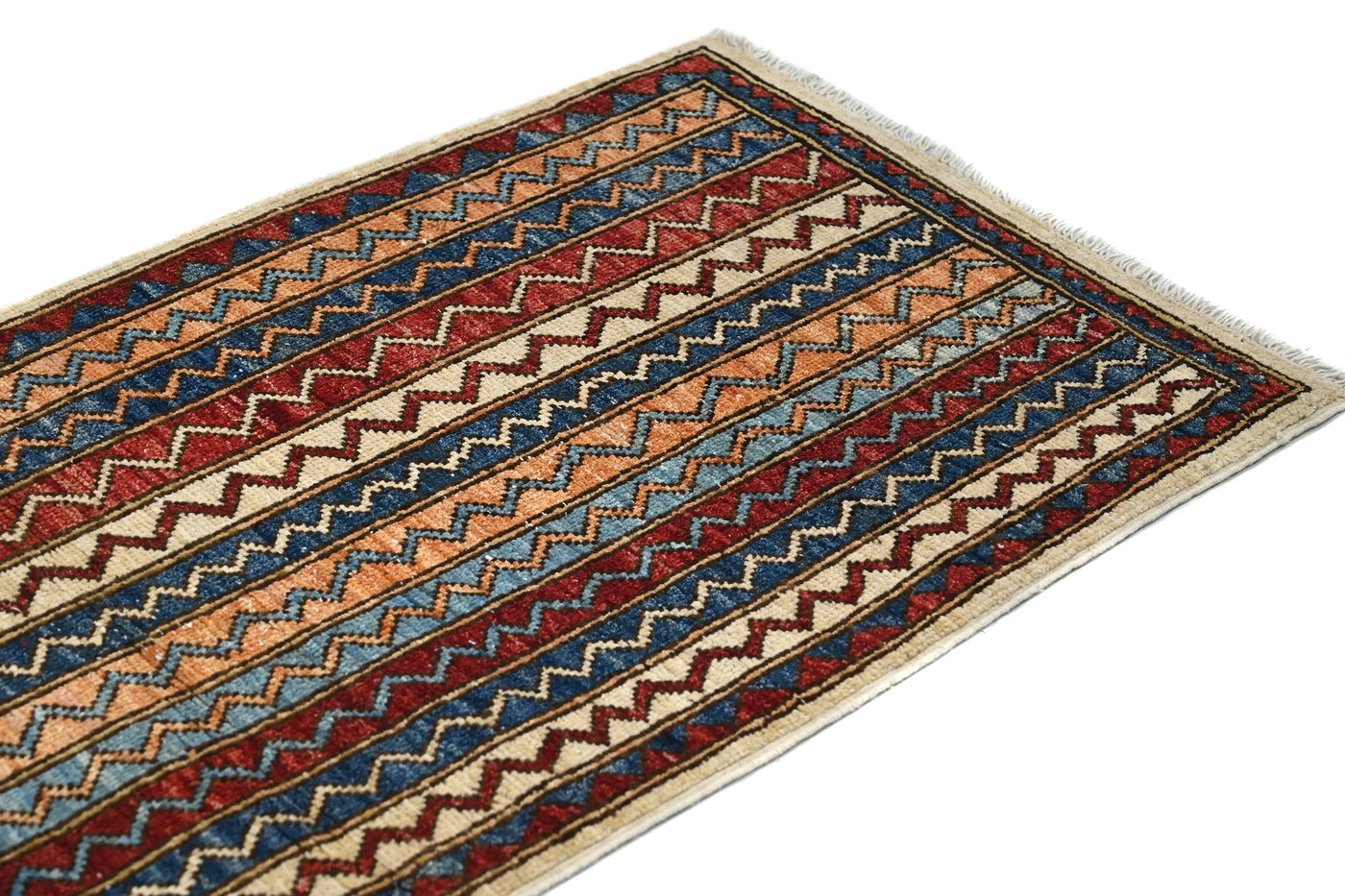 Khorjin Afghan Rug – Sky Stripe