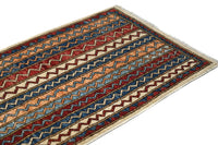 Khorjin Afghan Rug – Ochre Ribbons