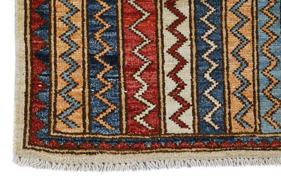 Khorjin Afghan Rug – Ochre Ribbons
