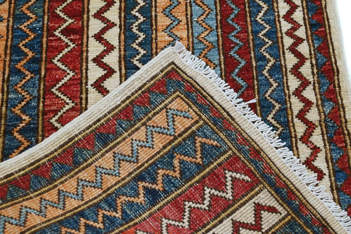Khorjin Afghan Rug – Sky Stripe