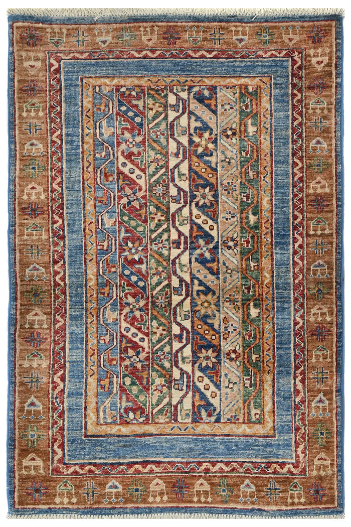 Khorjin Afghan Rug – Aqua Pathway