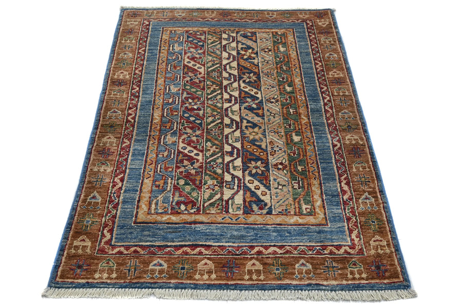 Khorjin Afghan Rug – Azure Ribbons