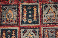 Khorjin Afghan Rug – Rust Checkerboard