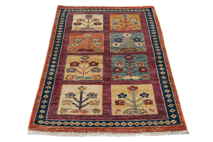 Khorjin Afghan Rug – Magenta Meadows