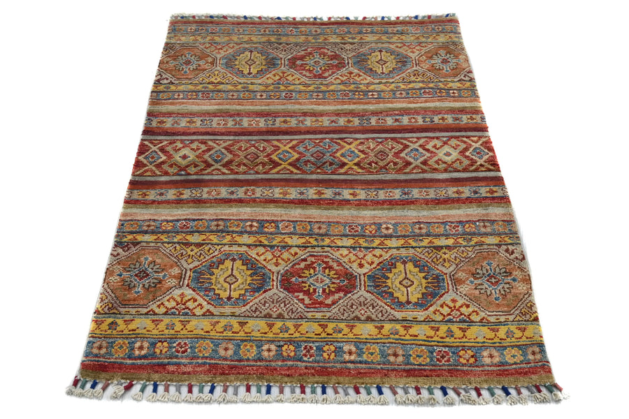 Khorjin Afghan Rug – Saffron Strata