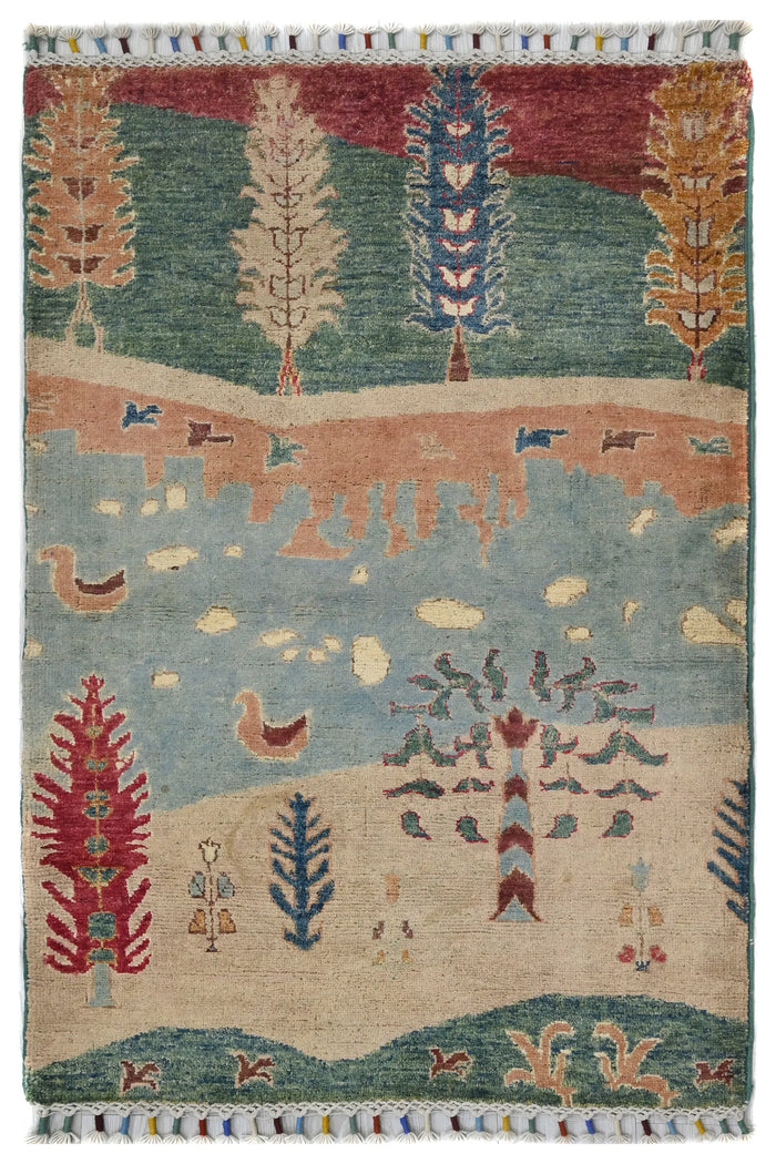 Khorjin Afghan Rug – Pomegranate Frame