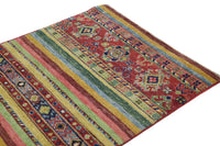 Khorjin Afghan Rug – Scarlet Stripes