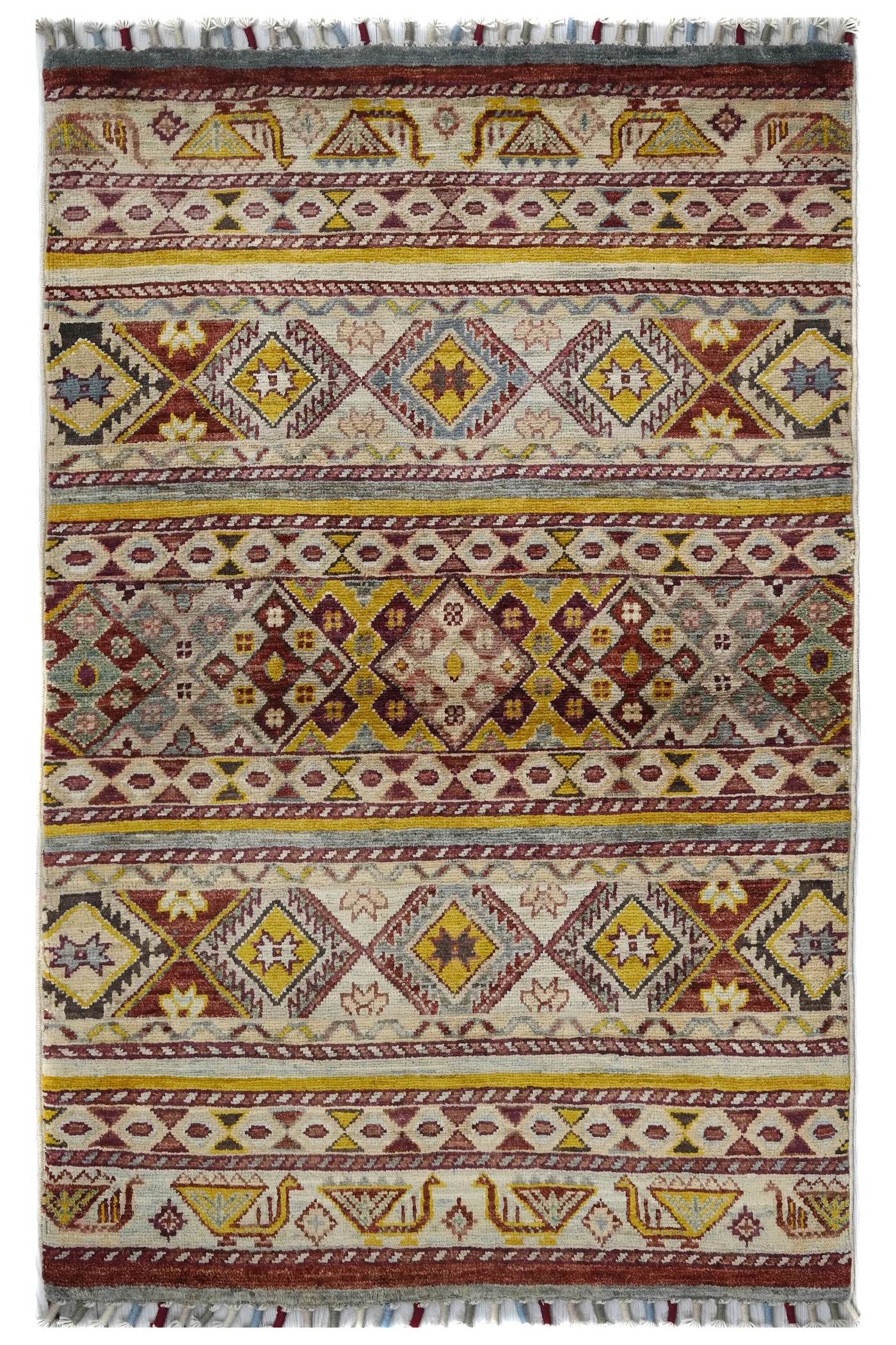 Khorjin Afghan Rug – Sand Stripe