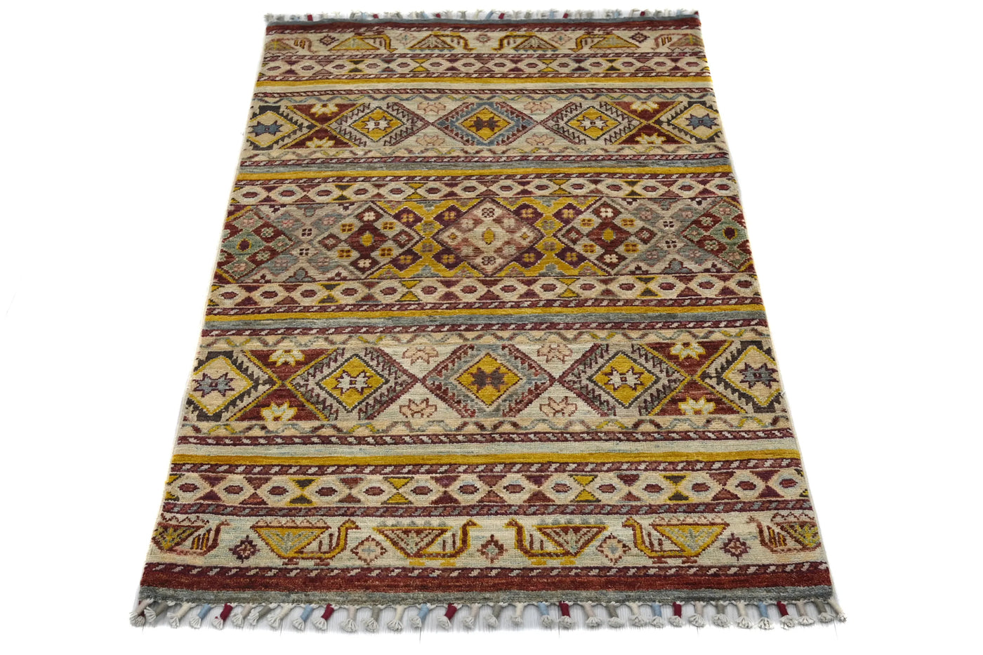 Khorjin Afghan Rug – Sand Stripe