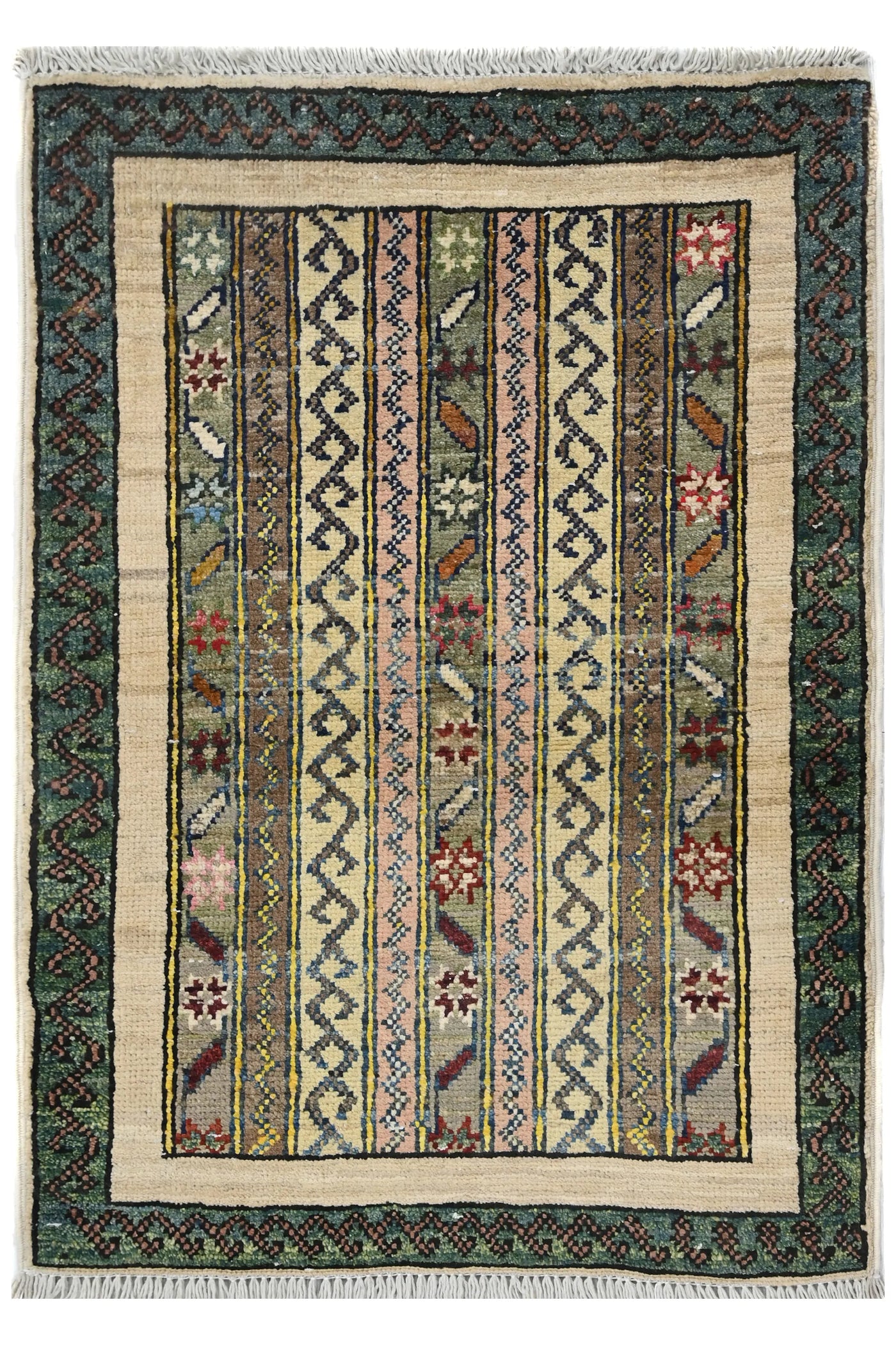 Khorjin Afghan Rug – Ivory Keepsake