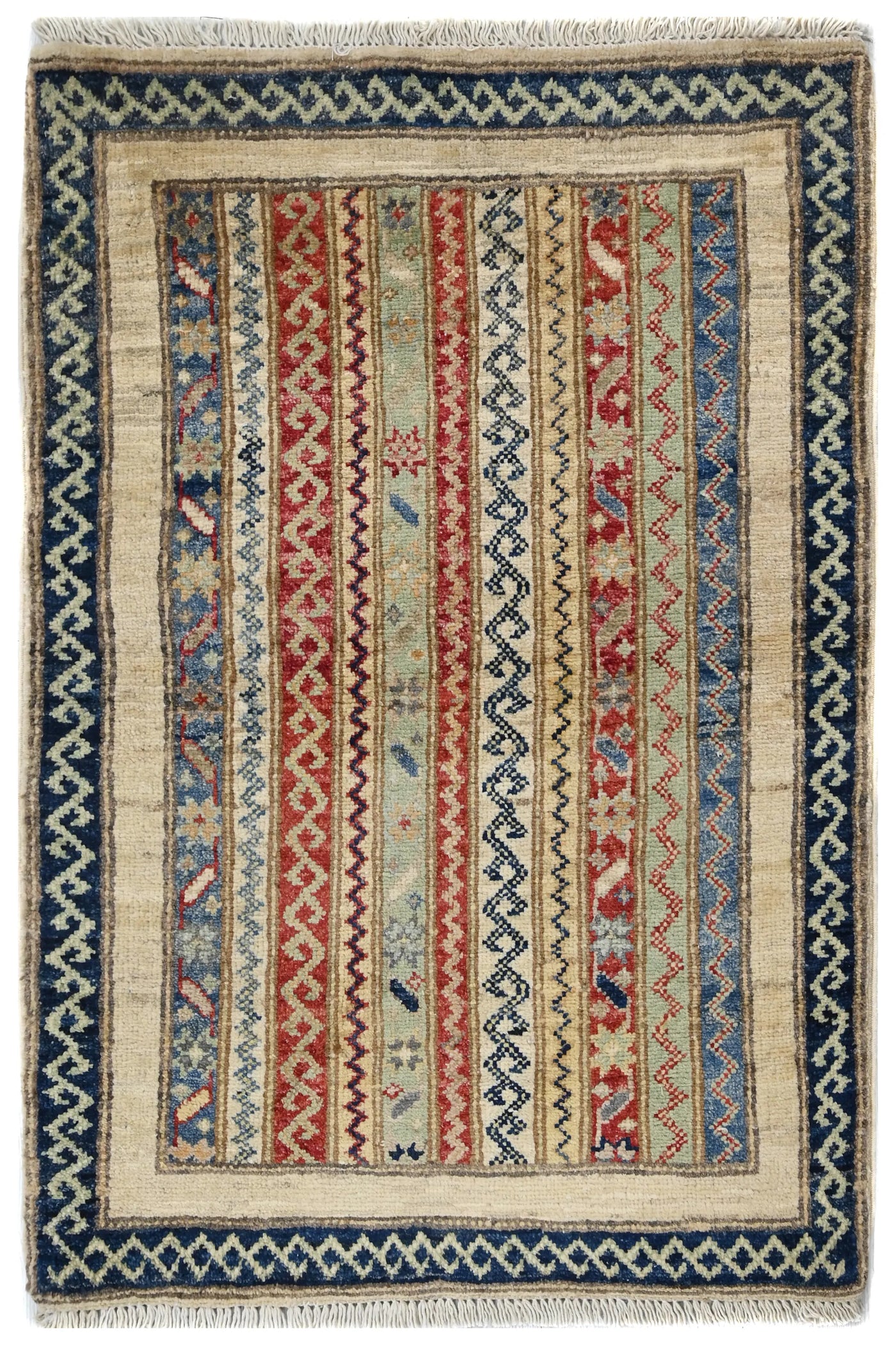 Khorjin Afghan Rug – Linen Rhythm