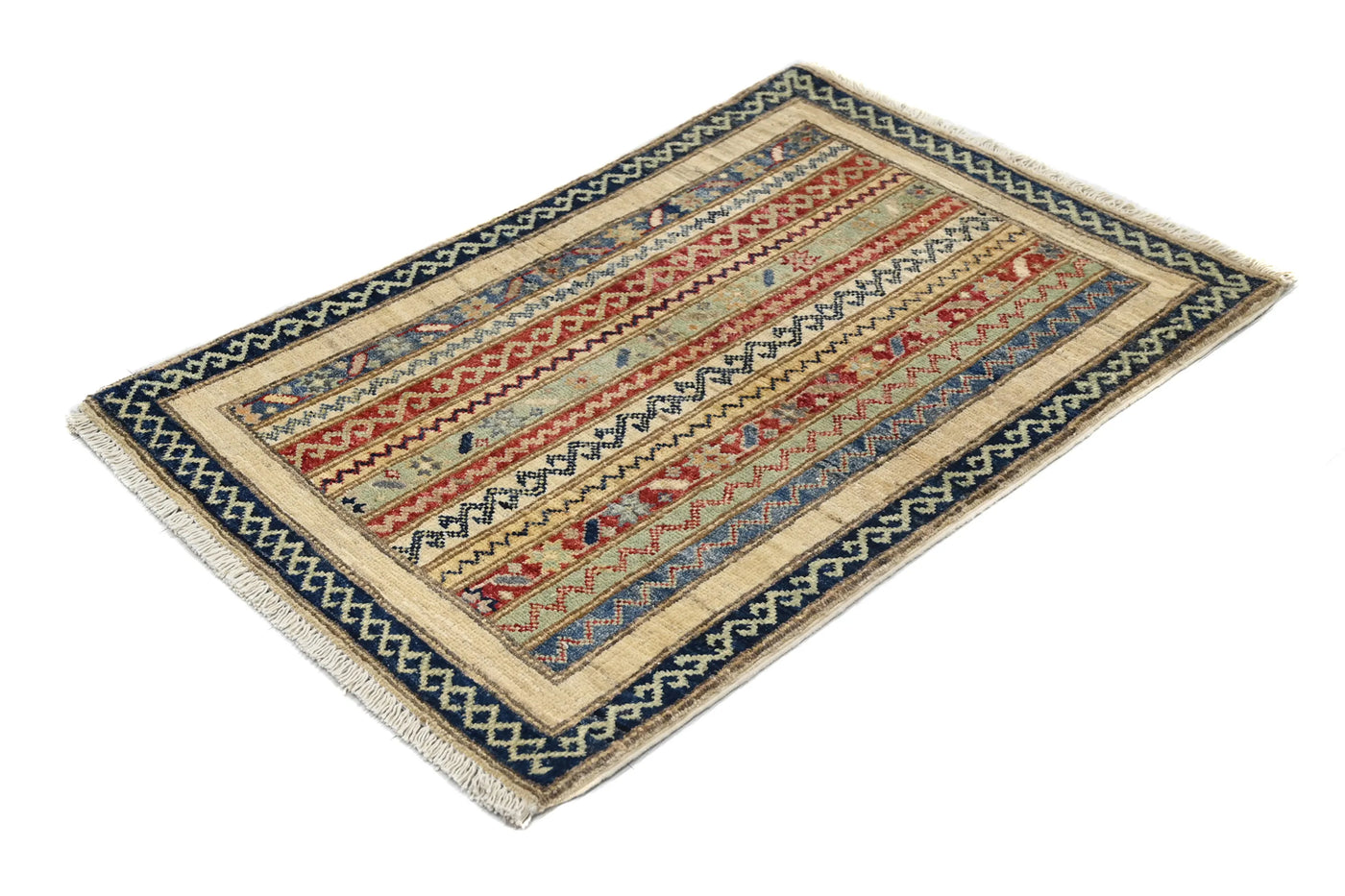 Khorjin Afghan Rug – Linen Rhythm